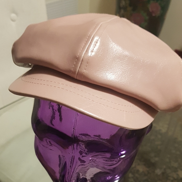 Faux- leather newsboy cap - Picture 1 of 2
